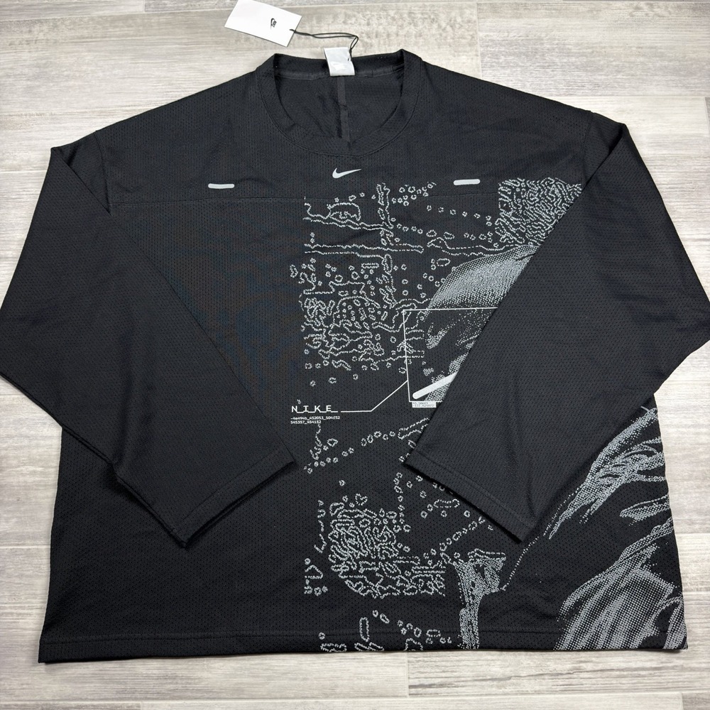 Nike Street Vision Long Sleeve Black Mesh Top Size XL II0631-010 UNISEX New